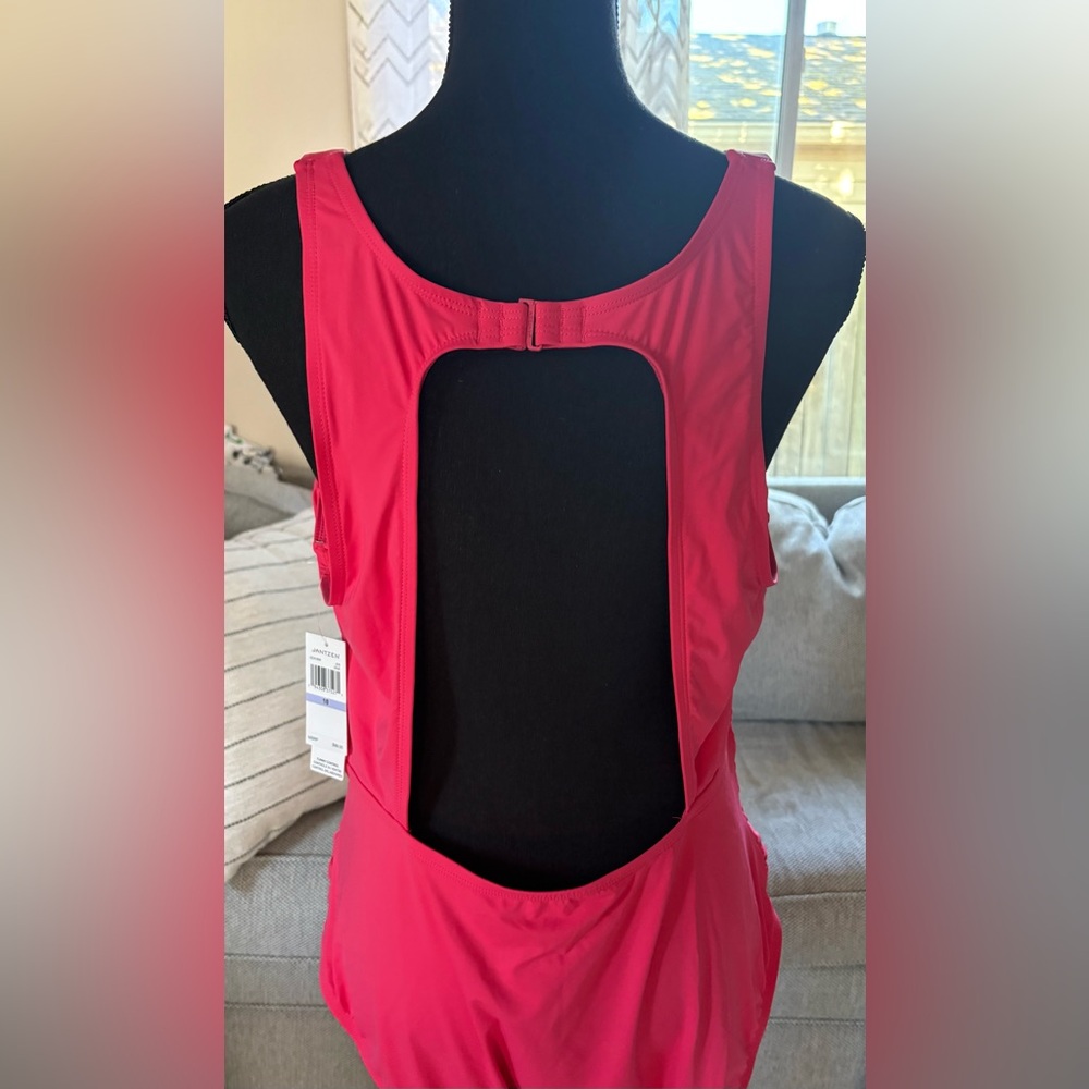 NWT Jantzen Jolie Bright Pink Tummy Control One Piece Swimsuit - Picture 2 of 11
